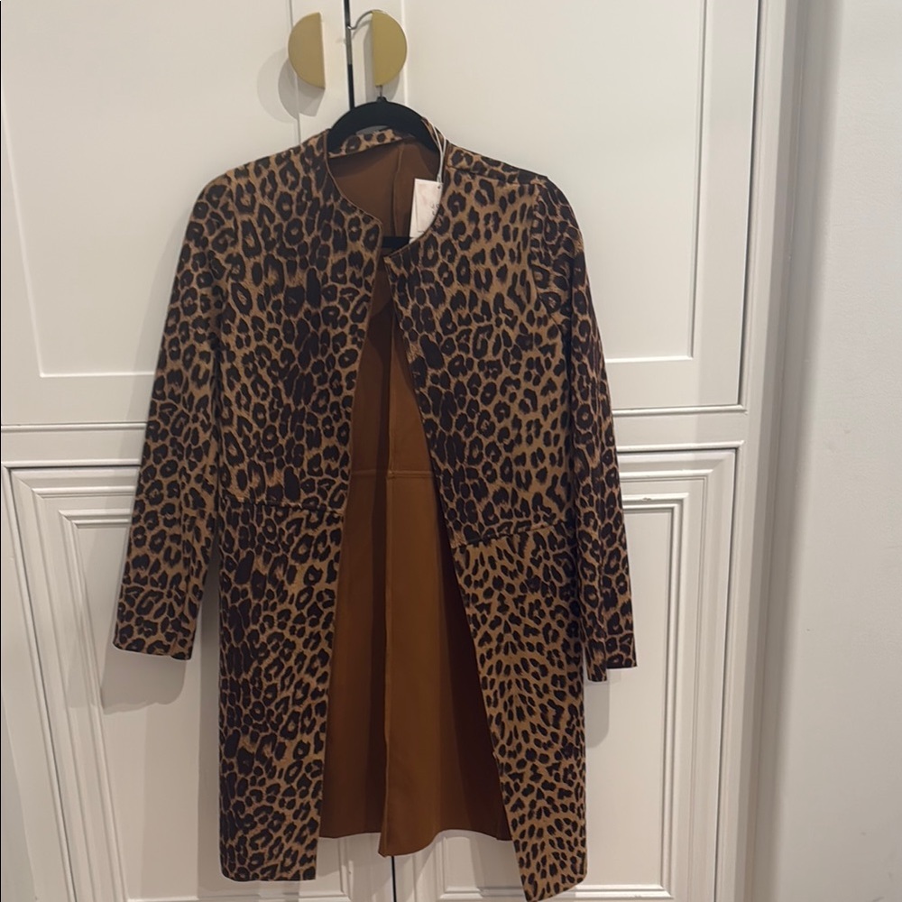 Zara Leopard Print Cape in Brown and Black